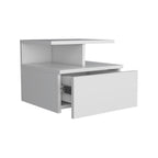12" White Wood One Drawer Floating Nightstand