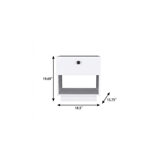 20" White Wood One Drawer Nightstand