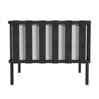 33" Black Metal Outdoor Arm Chair with Off White Cushion