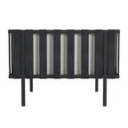 33" Black Metal Outdoor Arm Chair with Off White Cushion