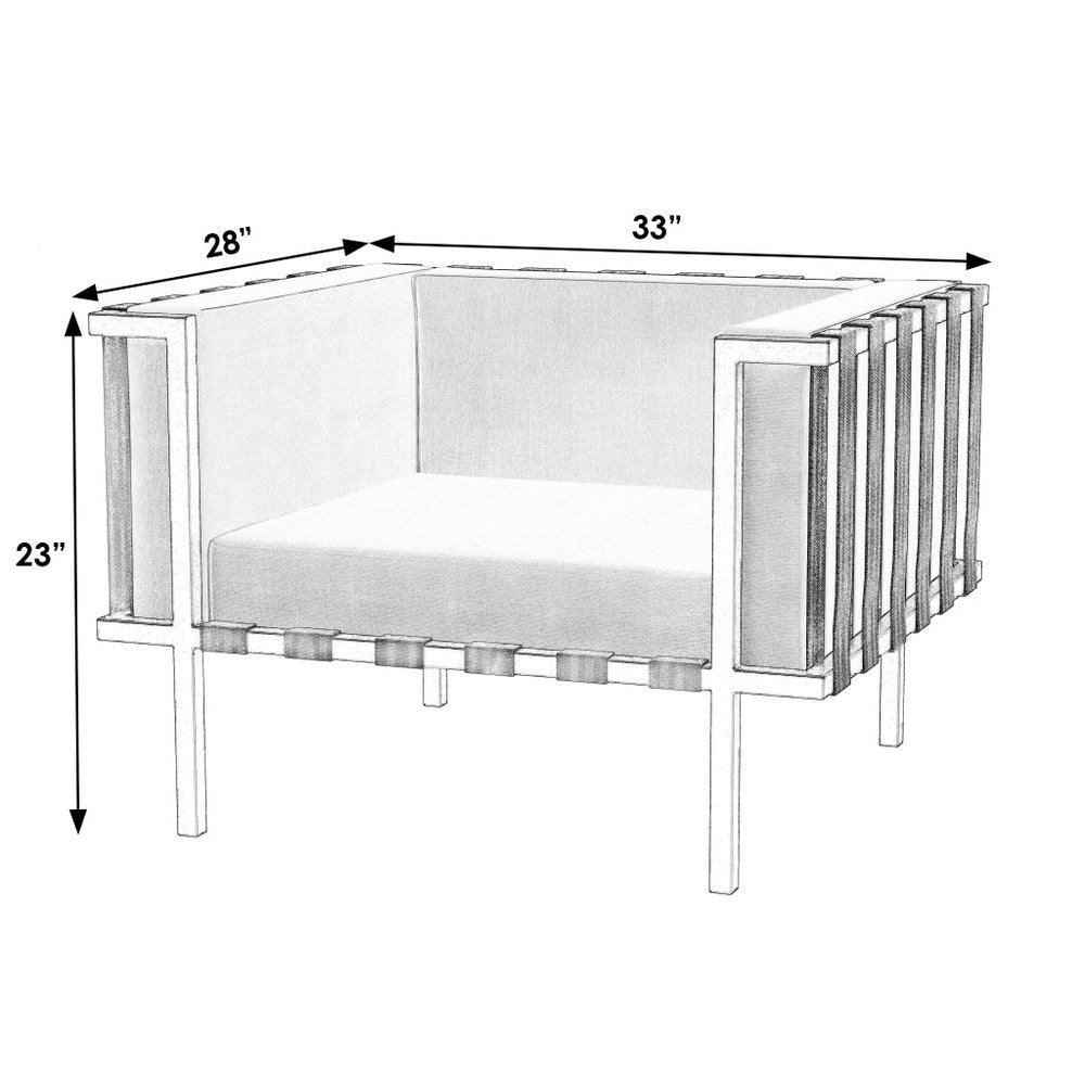 33" Black Metal Outdoor Arm Chair with Off White Cushion