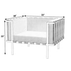 33" Black Metal Outdoor Arm Chair with Off White Cushion