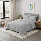 Light Gray King Cotton Blend 1000 Thread Count Washable Duvet Cover Set