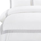 Gray and White Queen 100% Cotton 200 Thread Count Washable Duvet Cover Set