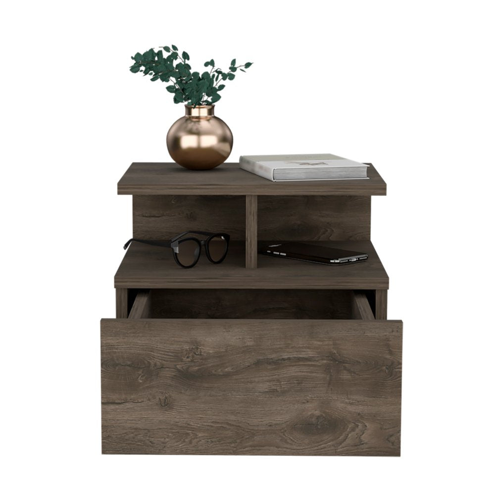 12" Brown Wood One Drawer Nightstand