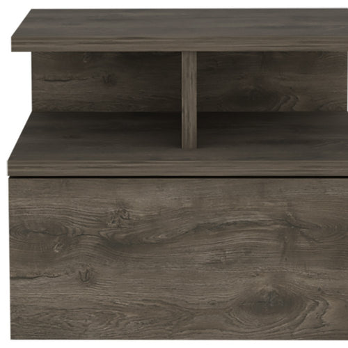 14" Brown Wood One Drawer Floating Nightstand