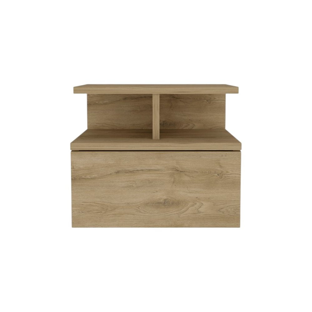 12" Beige Wood One Drawer Nightstand