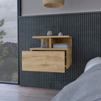 12" Beige Wood One Drawer Nightstand