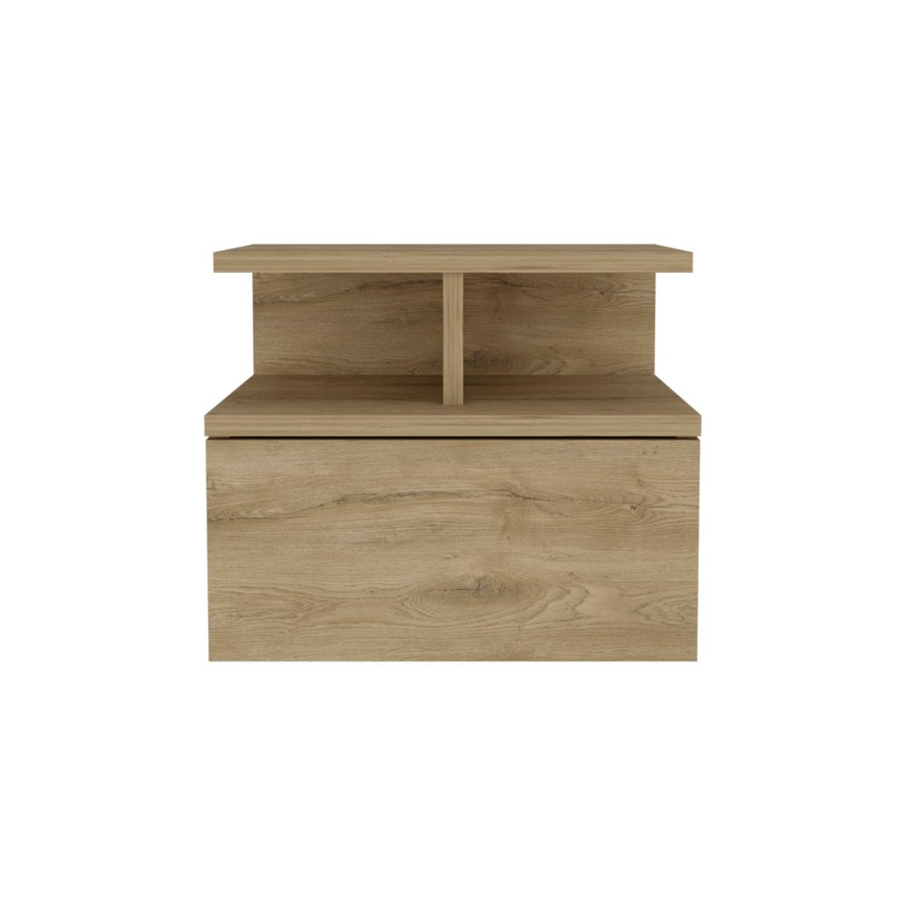 12" Beige Wood One Drawer Nightstand