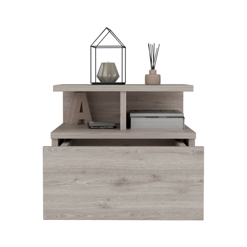 12" Light Gray Wood One Drawer Nightstand