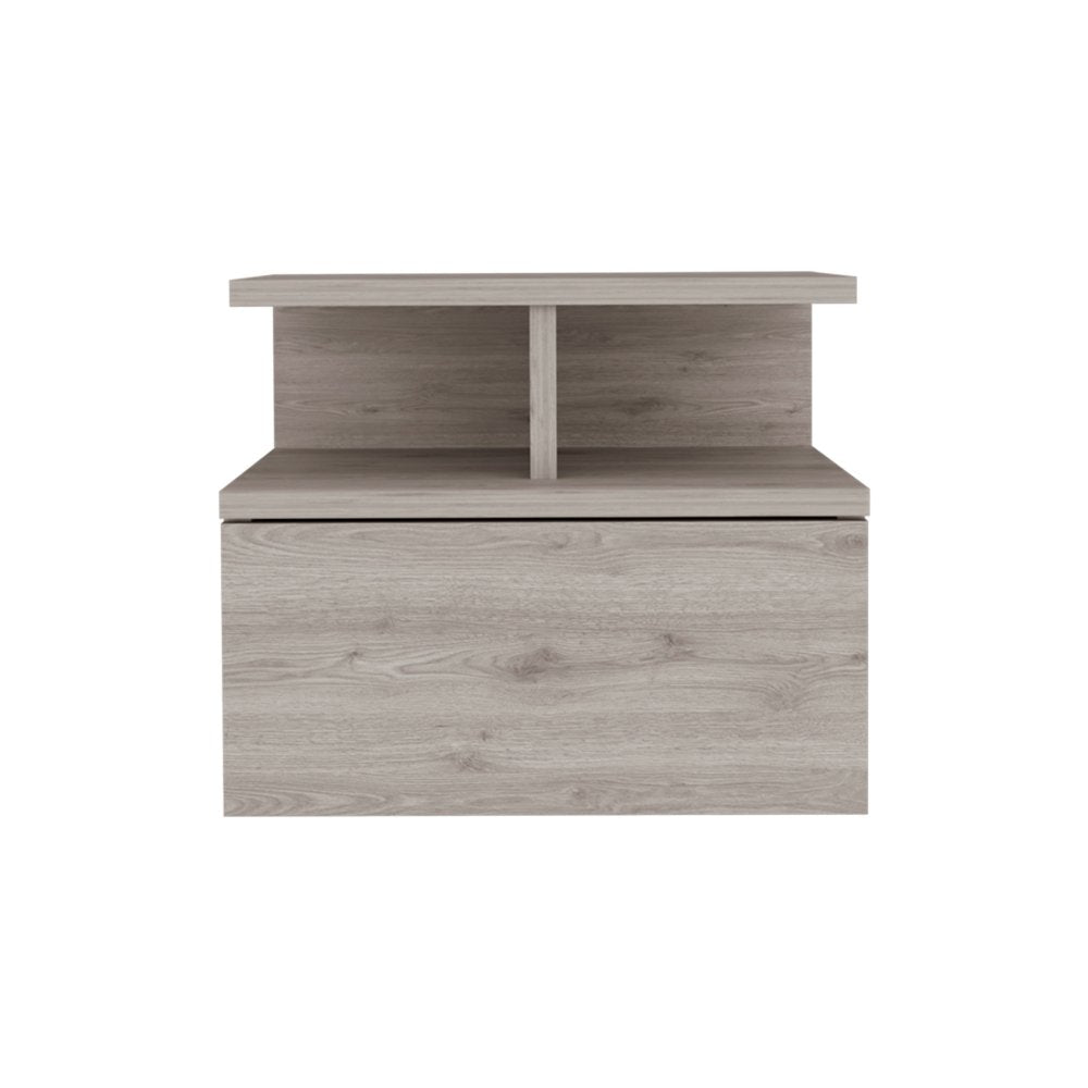 12" Light Gray Wood One Drawer Nightstand