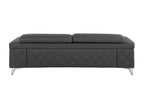 89" Dark Gray Italian Leather Sofa With Silver Legs