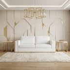 89" White Italian Leather Sofa With Brass Legs