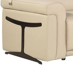 Beige Italian Leather Modular L Shaped Seven Piece Corner Sectional With Console
