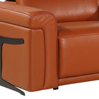 Camel Italian Leather Modular L Shaped Six Piece Corner Sectional With Console