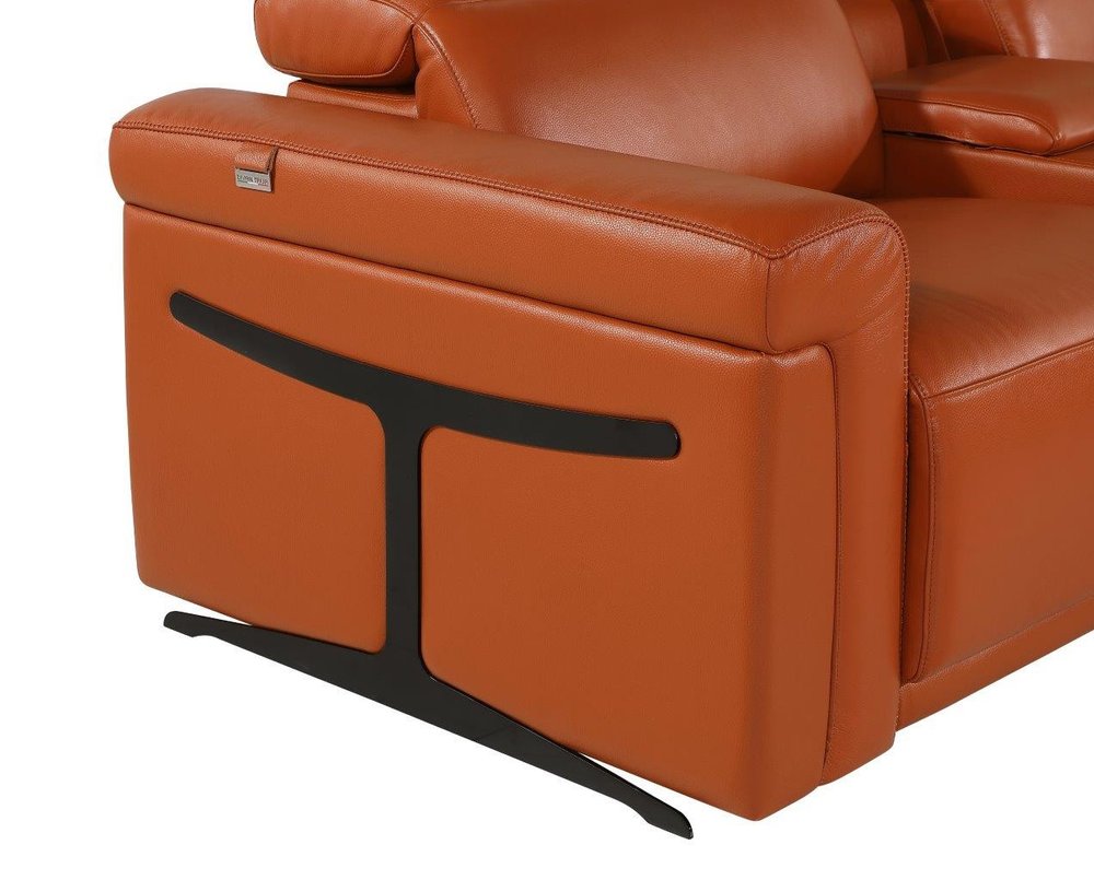 Camel Italian Leather Modular L Shaped Seven Piece Corner Sectional With Console