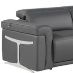 Gray Italian Leather Modular L Shaped Five Piece Corner Sectional