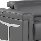 Gray Italian Leather Modular L Shaped Six Piece Corner Sectional With Console