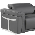 Gray Italian Leather Modular L Shaped Six Piece Corner Sectional With Console