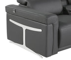 Gray Italian Leather Modular L Shaped Six Piece Corner Sectional With Console
