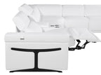 White Italian Leather Modular L Shaped Six Piece Corner Sectional With Console