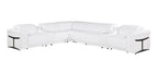 White Italian Leather Modular L Shaped Eight Piece Corner Sectional With Console