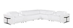 White Italian Leather Modular L Shaped Eight Piece Corner Sectional With Console