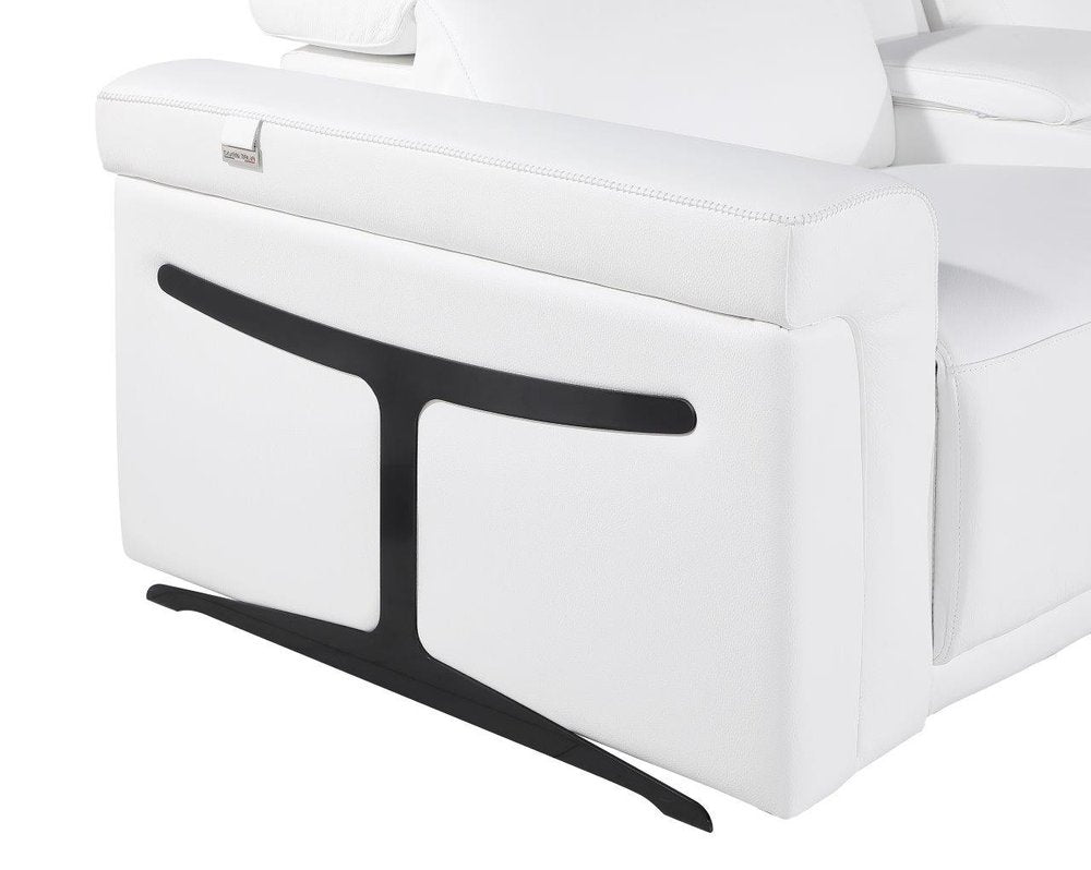 White Italian Leather Modular L Shaped Eight Piece Corner Sectional With Console