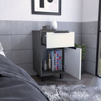 28" Gray Wood One Drawer Nightstand