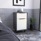 28" Gray Wood One Drawer Nightstand