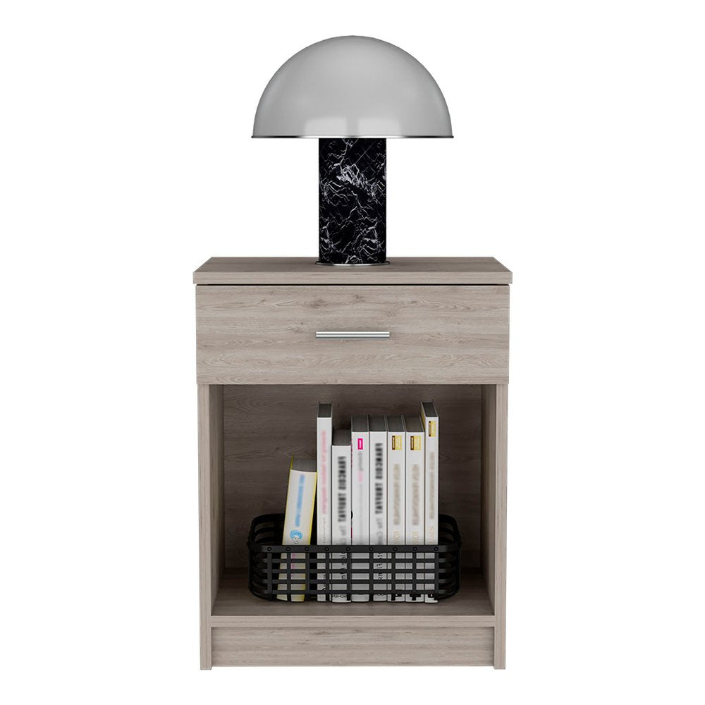 22" Gray Wood One Drawer Nightstand