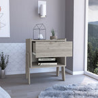 22" Gray Wood One Drawer Nightstand