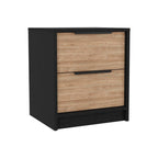 19" Black Wood Two Drawer Nightstand