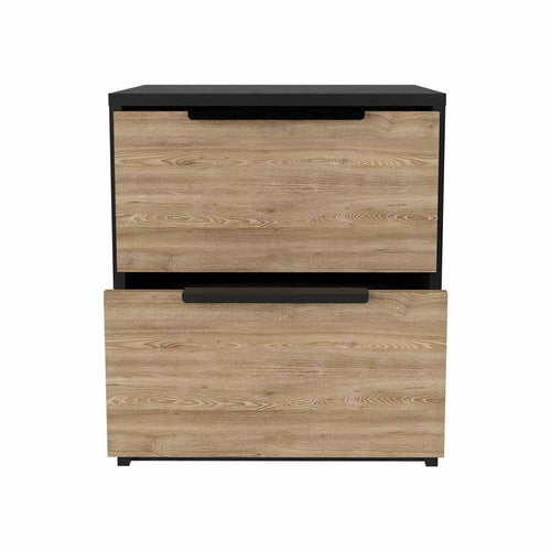 19" Black Wood Two Drawer Nightstand
