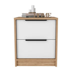 19" White Wood Two Drawer Nightstand
