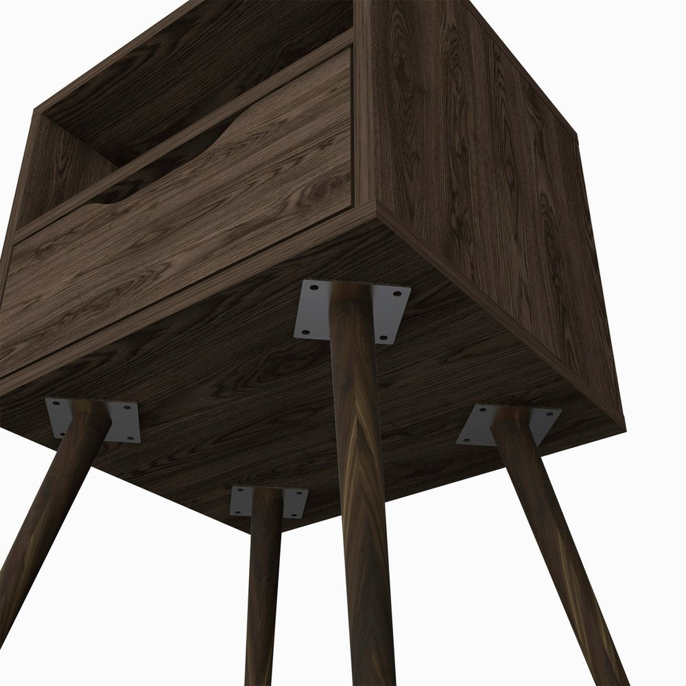 25" Brown Wood One Drawer Nightstand