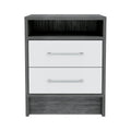 20" Gray Wood Two Drawer Nightstand