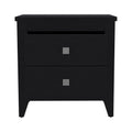 24" Black Wood Two Drawer Nightstand
