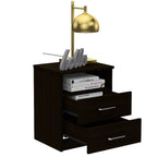 20" Black Wood Two Drawer Nightstand