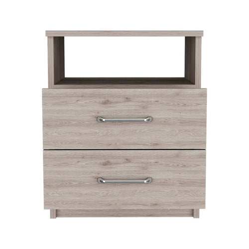 20" Gray Two Drawer Faux Wood Nightstand