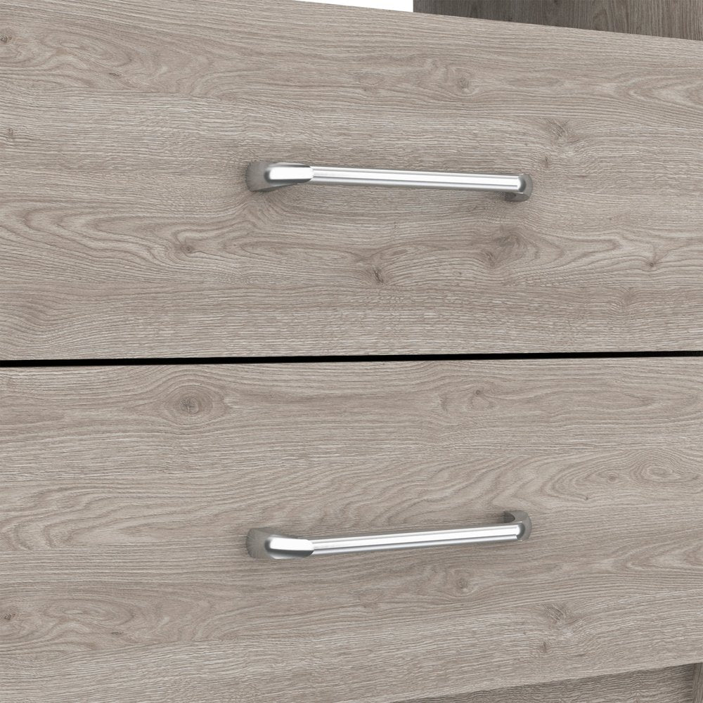 20" Gray Two Drawer Faux Wood Nightstand