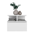 12" White Wood One Drawer Floating Nightstand