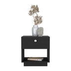 20" Black Wood One Drawer Nightstand