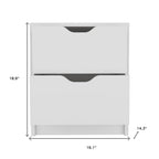 19" White Wood Two Drawer Nightstand