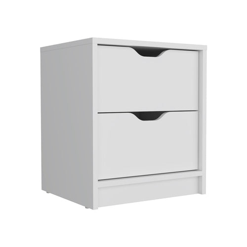 19" White Wood Two Drawer Nightstand