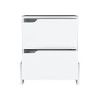 20" White Wood Two Drawer Nightstand