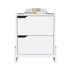 20" White Wood Two Drawer Nightstand
