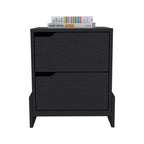 20" Black Wood Two Drawer Nightstand