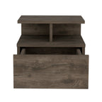 12" Brown Wood One Drawer Floating Nightstand