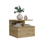 12" Beige Wood One Drawer Floating Nightstand